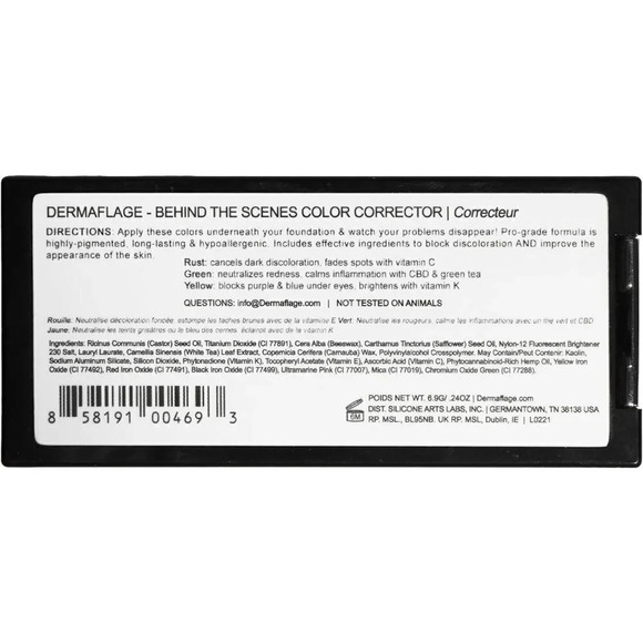 Dermaflage Color Corrector Palette, 5  Colors with Brush Makeup, Concealer, 10g - Picture 6 of 6
